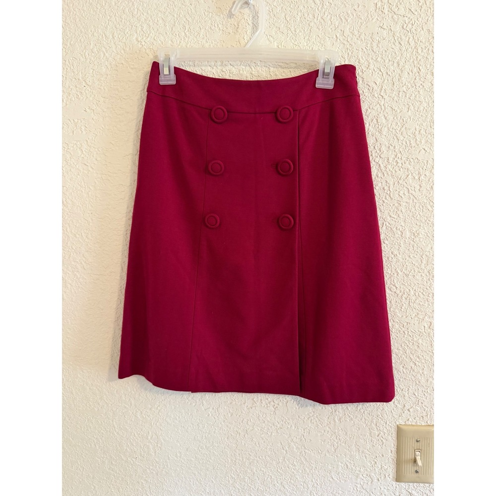 Talbots Petites Berry Pink Double Breasted Button A-Line Skirt Size 2P NWT